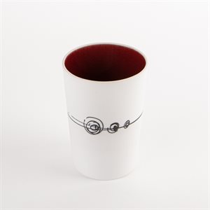 Verre à eau en porcelaine cuite au gaz avec intérieur rouge