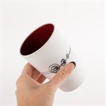 Gas-fired porcelain water glass with red interior