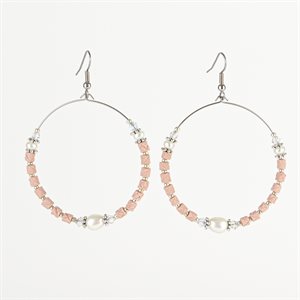 Clay hoop earring White
