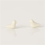 Clay bird earring Ivory