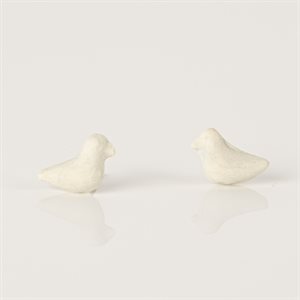 Clay bird earring Ivory