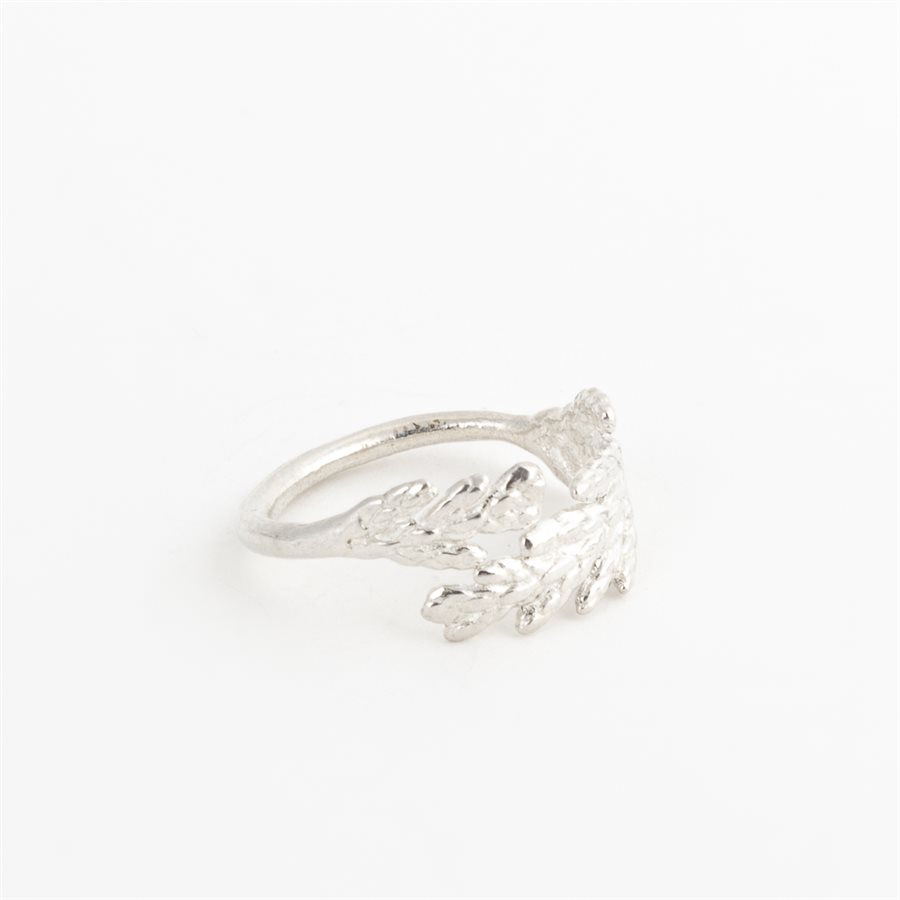 Bague feuille de genévrier en argent, modèle double Bague feuille de genévrier en argent, modèle double