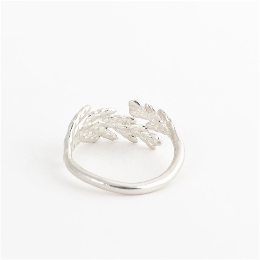 Bague feuille de genévrier en argent, modèle double Bague feuille de genévrier en argent, modèle double