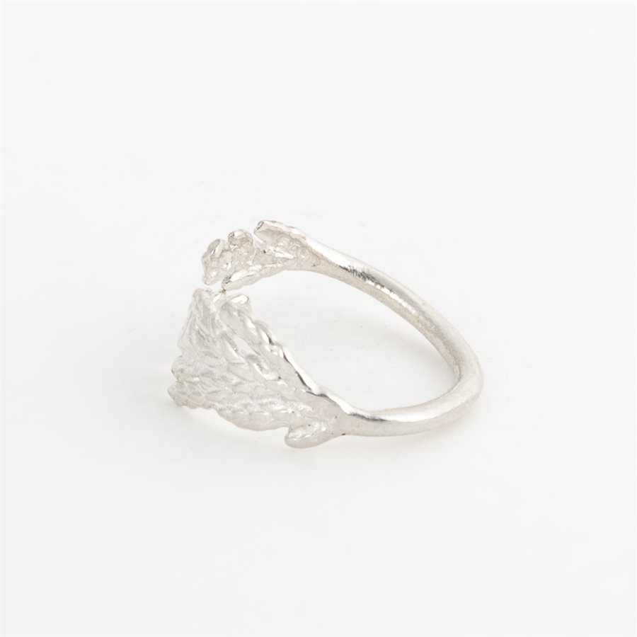 Bague feuille de genévrier en argent, modèle double Bague feuille de genévrier en argent, modèle double
