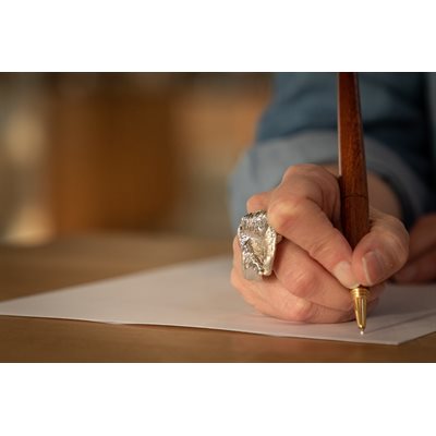 Bague feuille de nymphéas en argent, fini argent poli Bague feuille de nymphéas en argent, fini argent poli