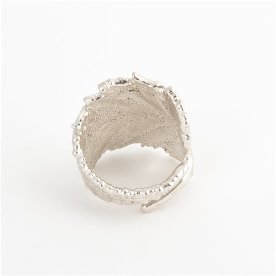 Bague feuille orme de chine en argent, fini argent poli Bague feuille orme de chine en argent, fini argent poli