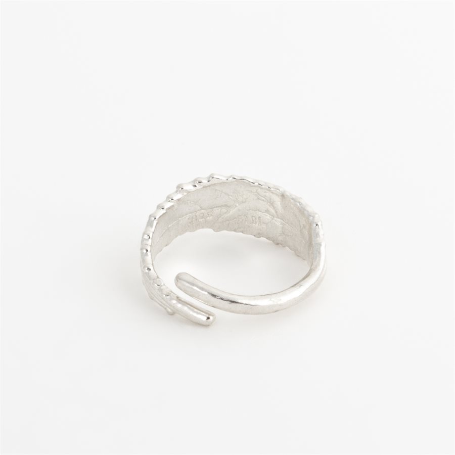 Bague feuille de saule blanc en argent, fini argent poli Bague feuille de saule blanc en argent, fini argent poli