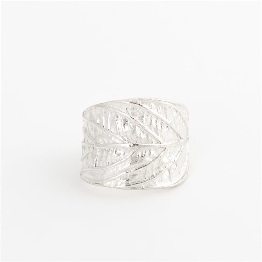 Bague feuille de ludwigie en argent, fini argent poli Bague feuille de ludwigie en argent, fini argent poli