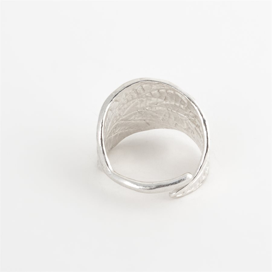 Bague feuille de ludwigie en argent, fini argent poli Bague feuille de ludwigie en argent, fini argent poli
