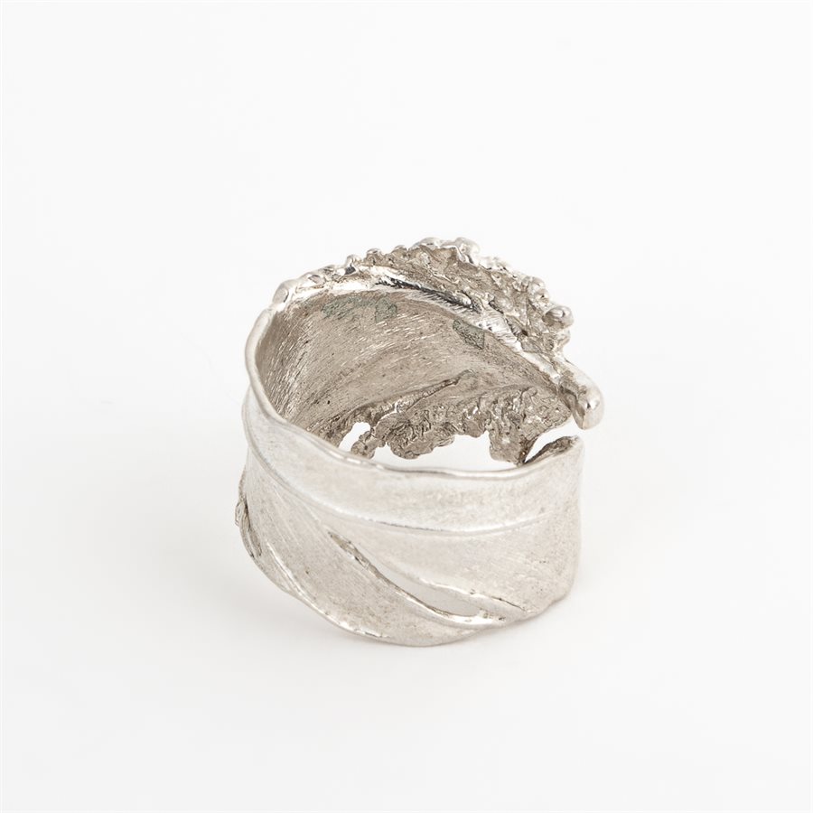 Bague plume d'oiseau en argent, modèle 1, fini argent poli Bague plume d'oiseau en argent, modèle 1, fini argent poli