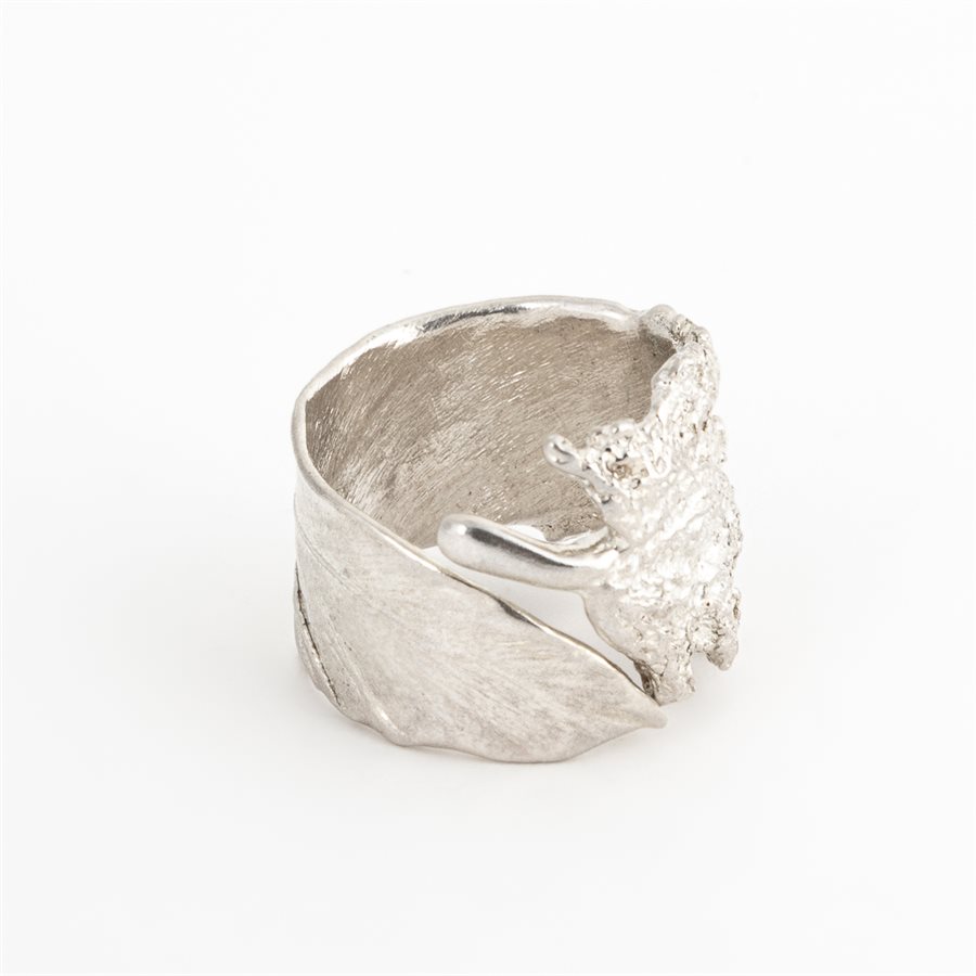 Bague plume d'oiseau en argent, modèle 1, fini argent poli Bague plume d'oiseau en argent, modèle 1, fini argent poli