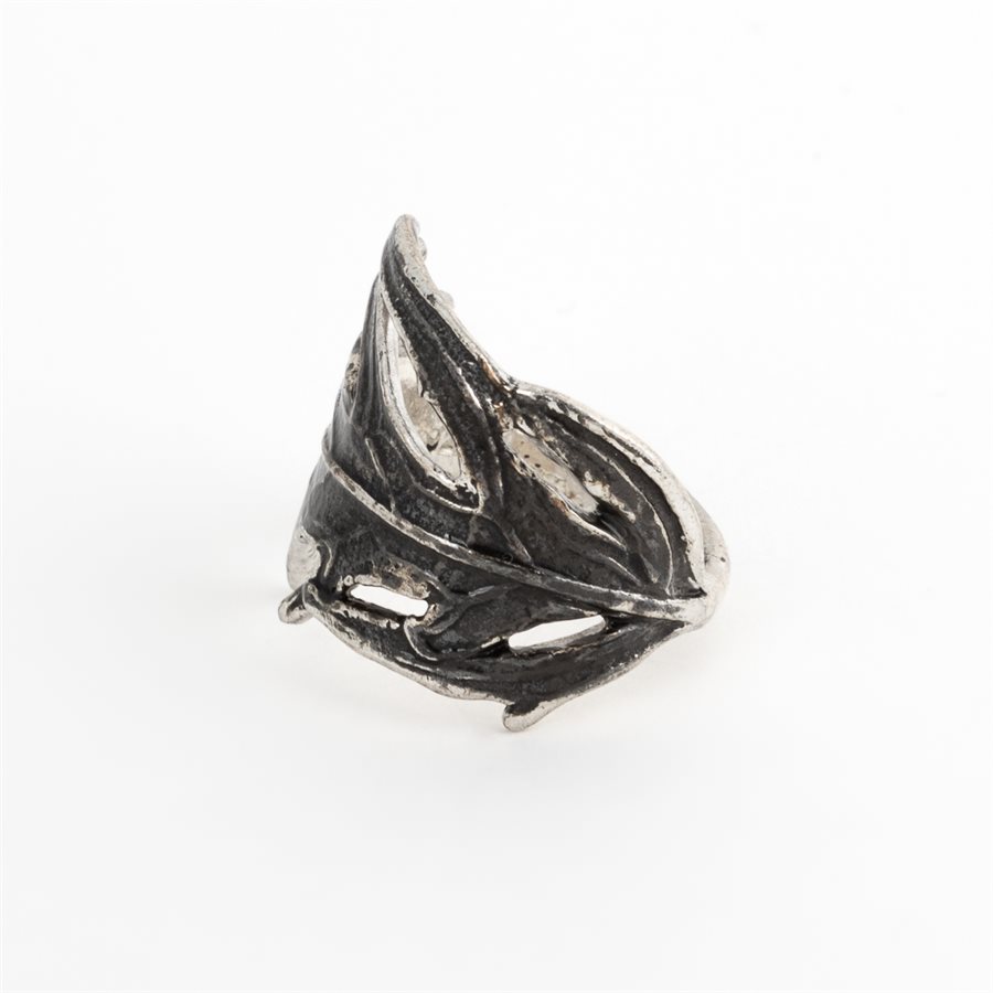 Bague feuille de sureau doré en argent, fini oxydé Bague feuille de sureau doré en argent, fini oxydé