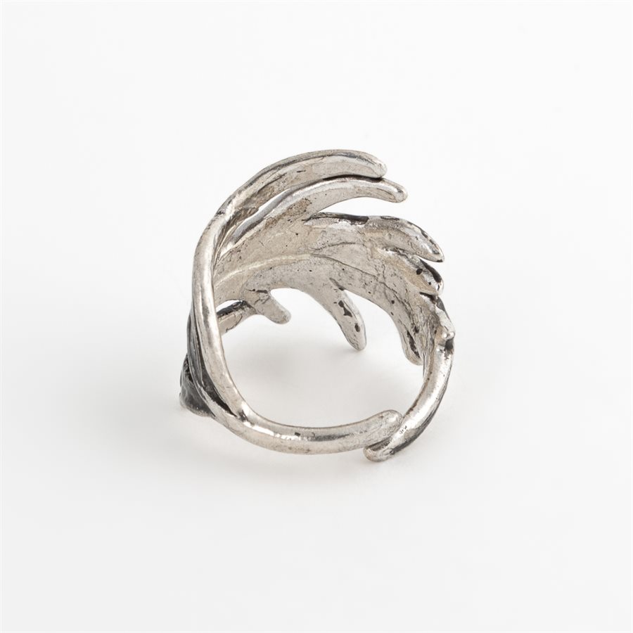 Bague feuille de sureau doré en argent, fini oxydé Bague feuille de sureau doré en argent, fini oxydé