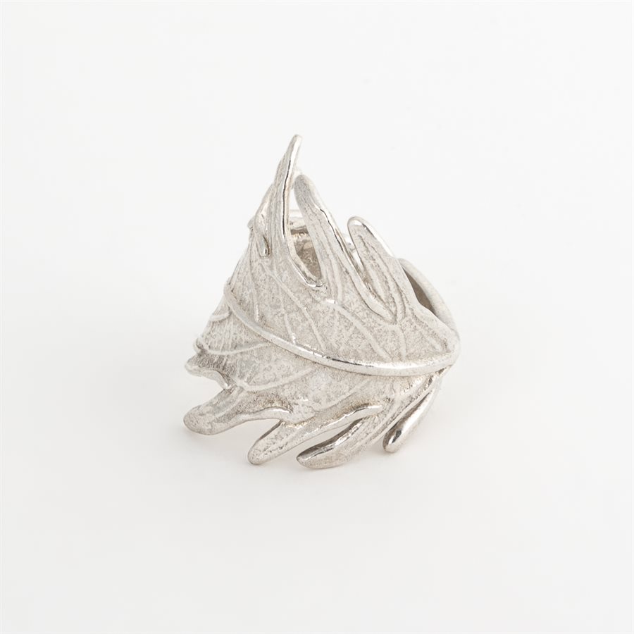 Bague feuille de sureau plumeux en argent Bague feuille de sureau plumeux en argent