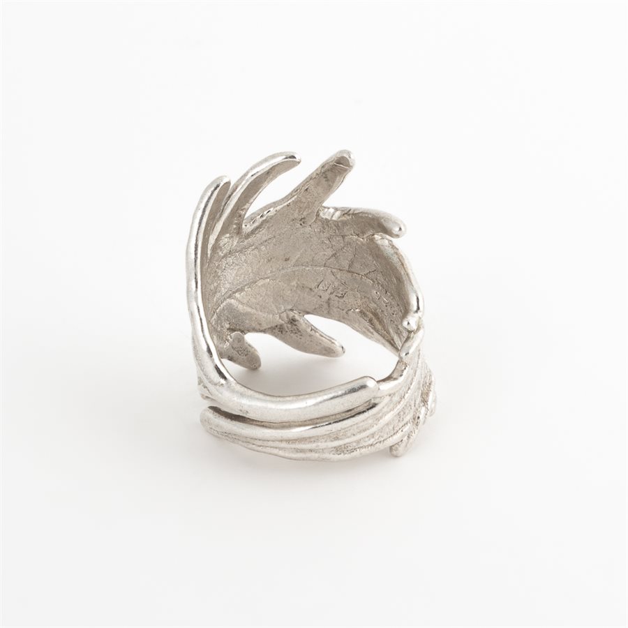 Bague feuille de sureau plumeux en argent Bague feuille de sureau plumeux en argent