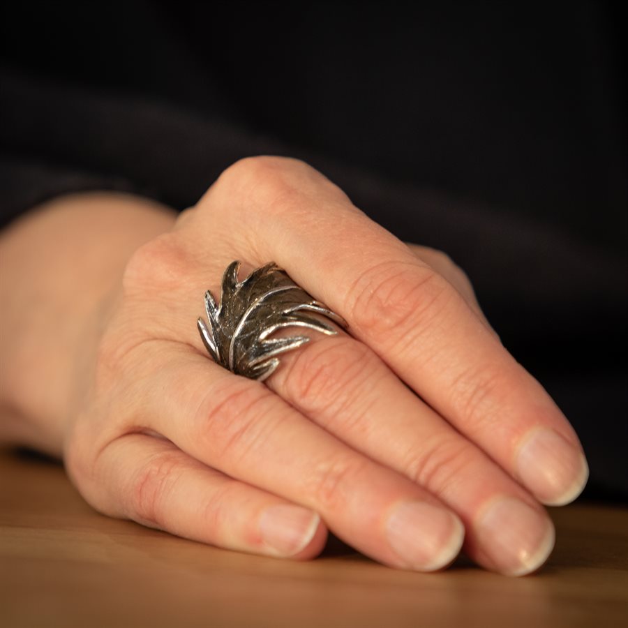 Bague feuille de sureau plumeux en argent Bague feuille de sureau plumeux en argent