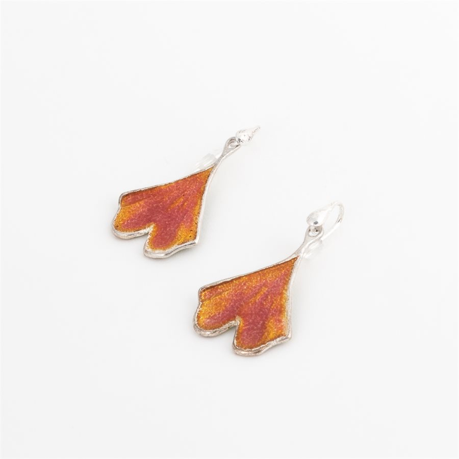 Boucle d'oreille feuille de ginkgo en argent, modèle petit Boucle d'oreille feuille de ginkgo en argent, modèle petit