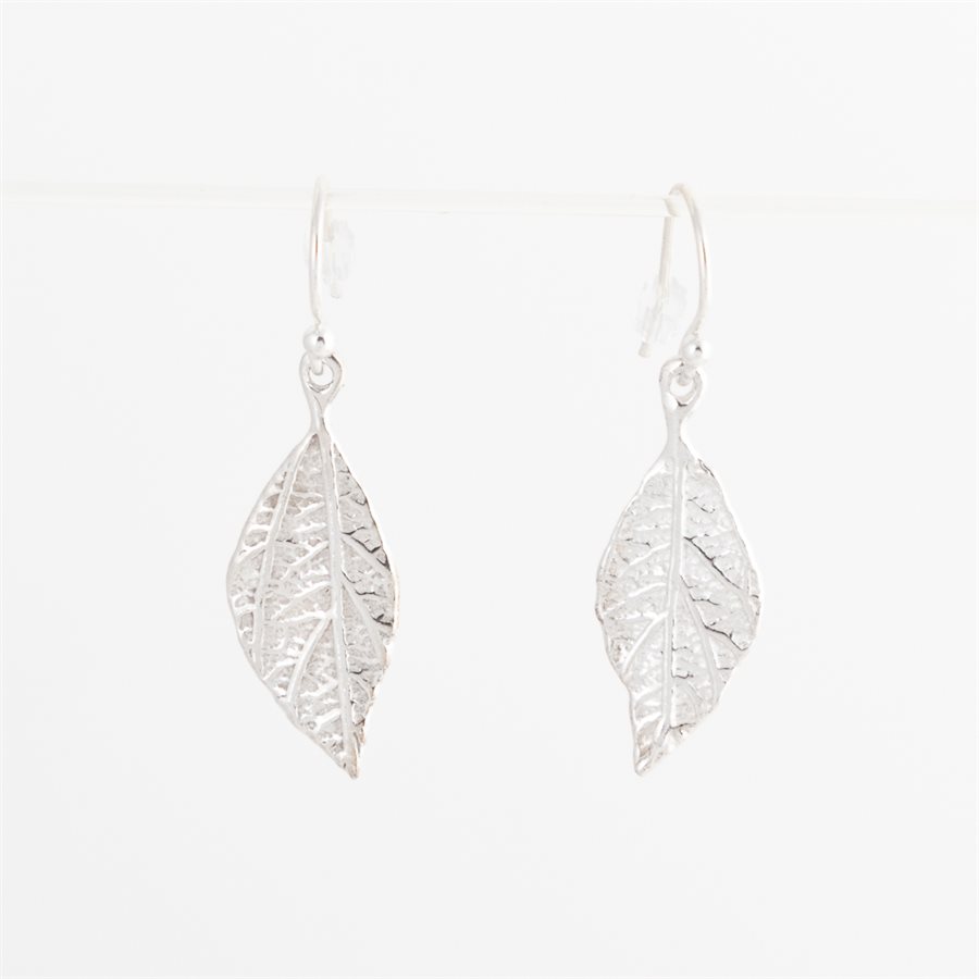 Boucle d'oreilles feuille acalypha en argent, modèle petit Boucle d'oreilles feuille acalypha en argent, modèle petit