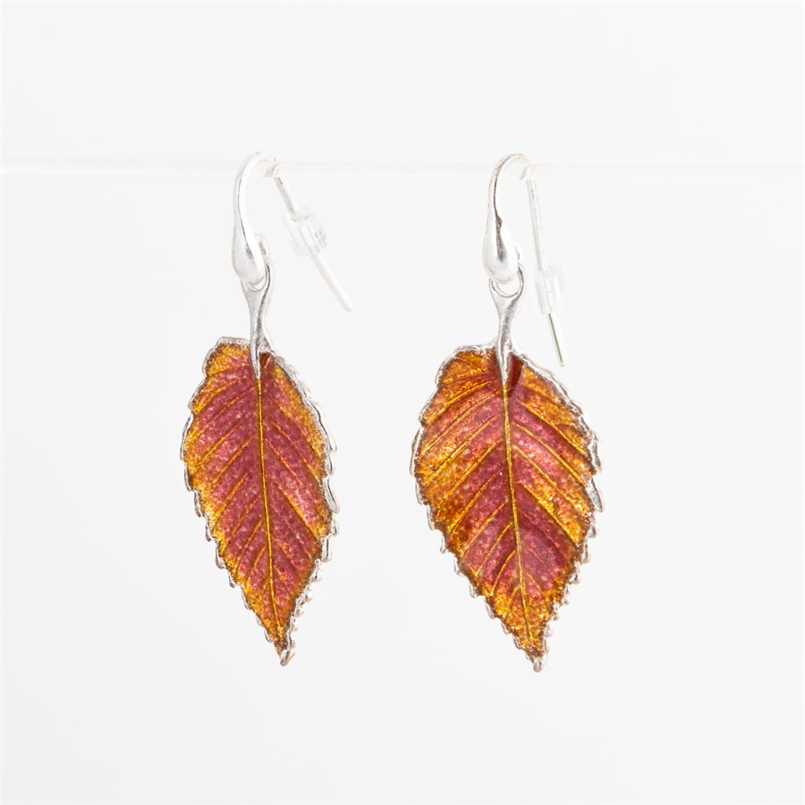 Boucle d'oreilles feuille d'orme en argent Boucle d'oreilles feuille d'orme en argent