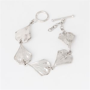 Bracelet feuille de ginkgo en argent