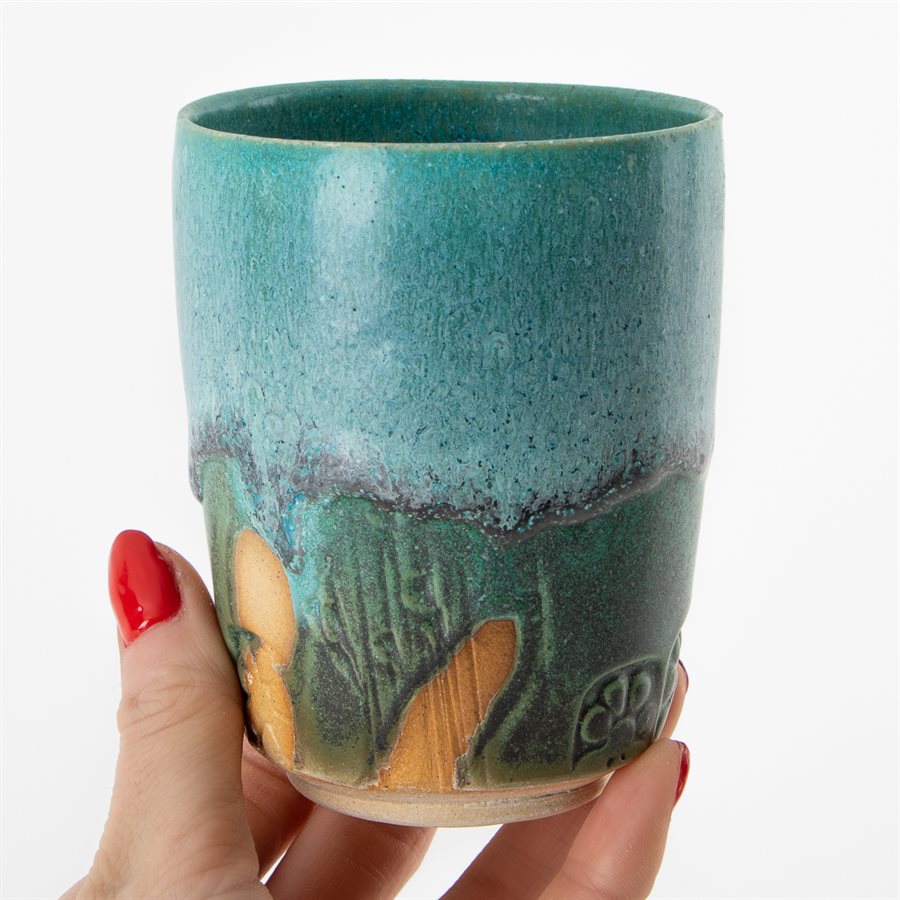 Verre à allongé, style Yunomi en céramique bleue Verre à allongé, style Yunomi en céramique bleue