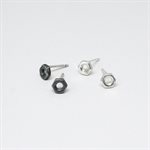 Sterling silver hexagon nut earring on post 