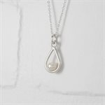 Pendentif Goutte en argent avec perle rose Pendentif Goutte en argent avec perle rose