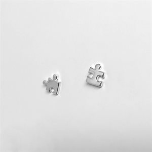 Boucle d'oreilles sur tige Casse-Tête en argent poli