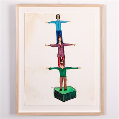 Famille pyramide, dessin unique encadré Famille pyramide, dessin unique encadré