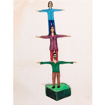 Famille pyramide, dessin unique encadré Famille pyramide, dessin unique encadré