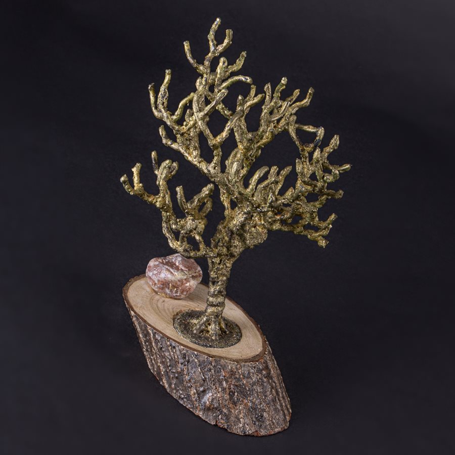 Baby, arbre de métal soudé sur base en bois Baby, arbre de métal soudé sur base en bois