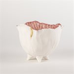 Bol coquelicot sur pied blanc et rose