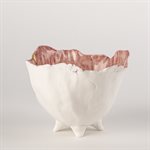 Bol coquelicot sur pied blanc et rose