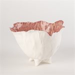 Bol coquelicot sur pied blanc et rose