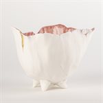 Bol coquelicot sur pied blanc et rose