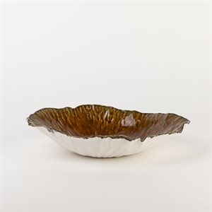 Moyen bol évasé blanc avec intérieur ambré