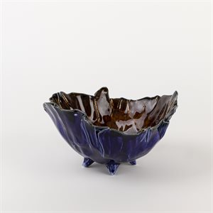 Moyen bol coquelicot bleu foncé avec intérieur ambré