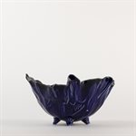 Medium dark blue poppy bowl with amber interior