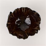 Medium dark blue poppy bowl with amber interior