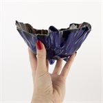 Medium dark blue poppy bowl with amber interior