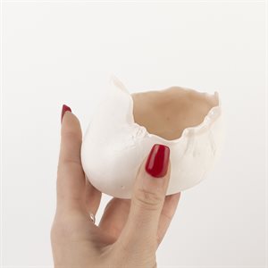 Small white egg bowl with pink interior