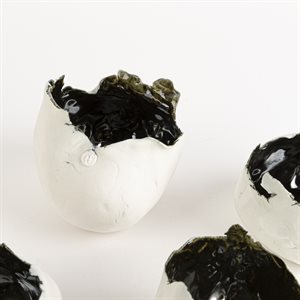Petit bol oeuf blanc avec intérieur métalique et Kintsigu