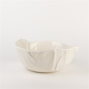 Large white pinched porcelain bowl