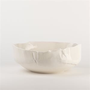 Grand bol en porcelaine blanche effet pincé