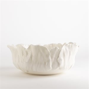 Bol "chou" en porcelaine tourné et façonnée, blanc sur blanc