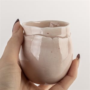 Verre rose uni effet céramique façonnée 2