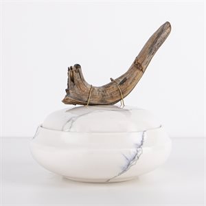 Small white ceramic jar tinted with blue 4