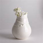 Petit vase en porcelaine pincée blanc uni 