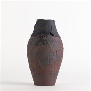 Medium Amber and Blue Textured Flower Vase