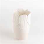 Petit vase effet fleur blanc sur blanc